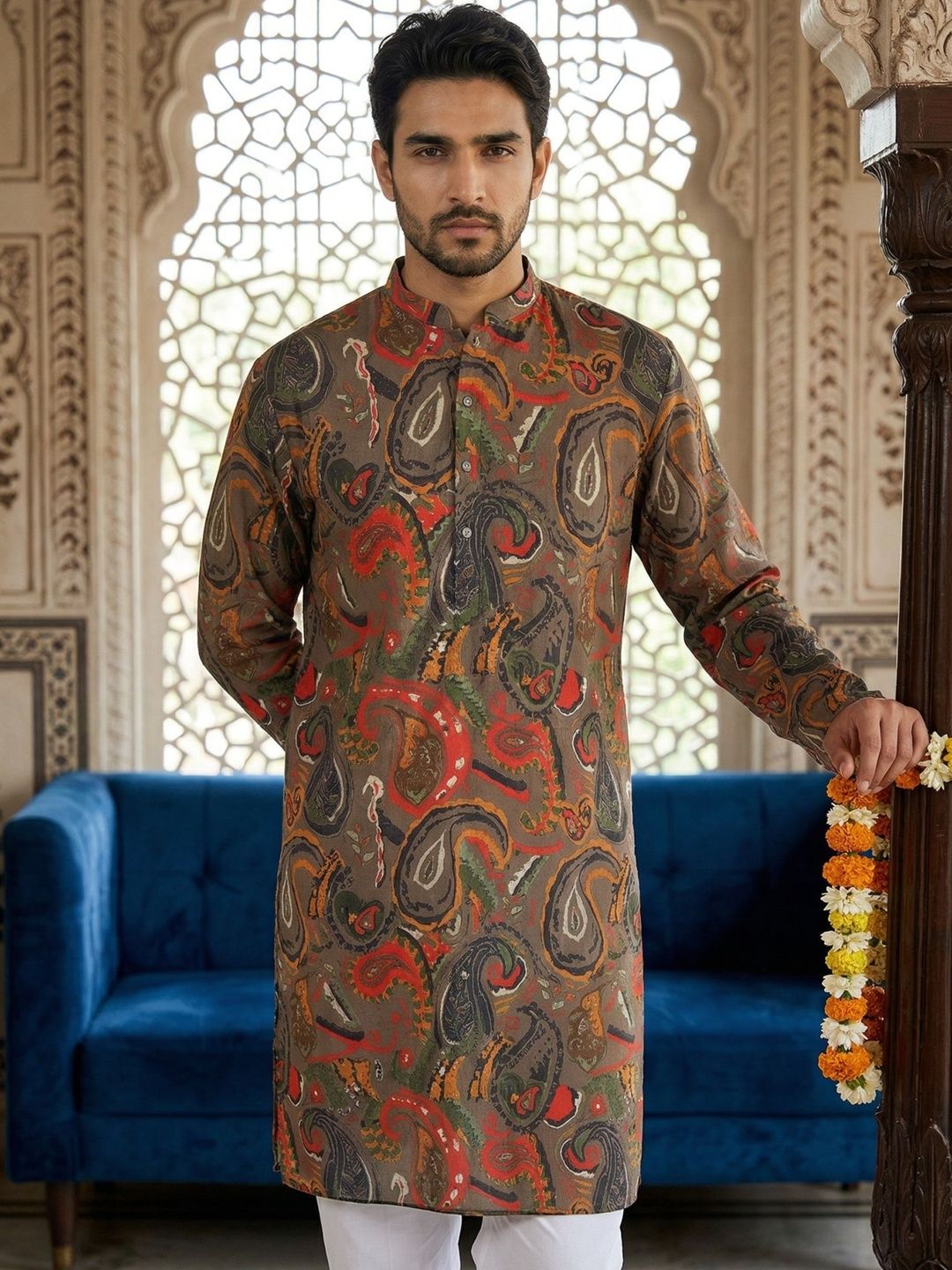 Jompers Jompers Men Paisley Printed Kurta
