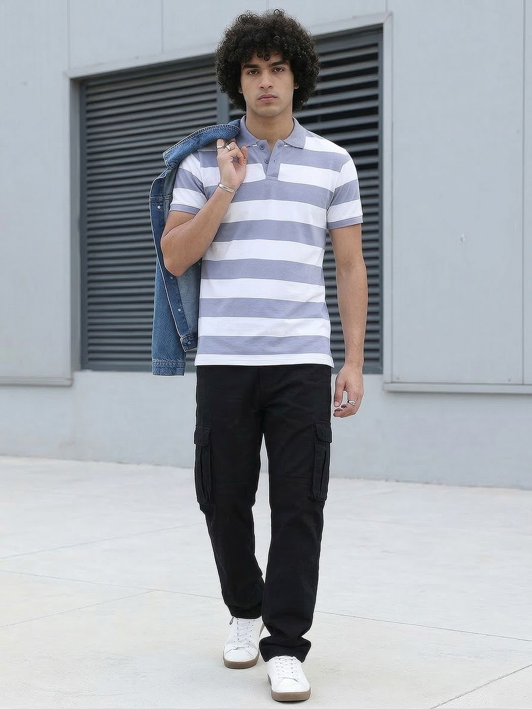 The Roadster Lifestyle Co. Striped Polo Collar T-shirt