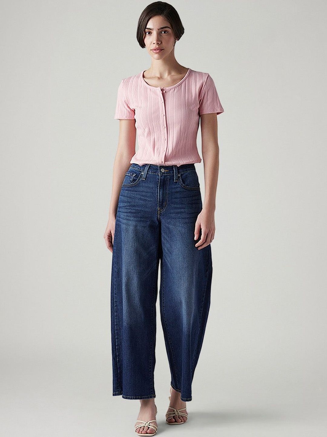 Classic Wide Leg High-Rise Light Fade Stretchable Jeans