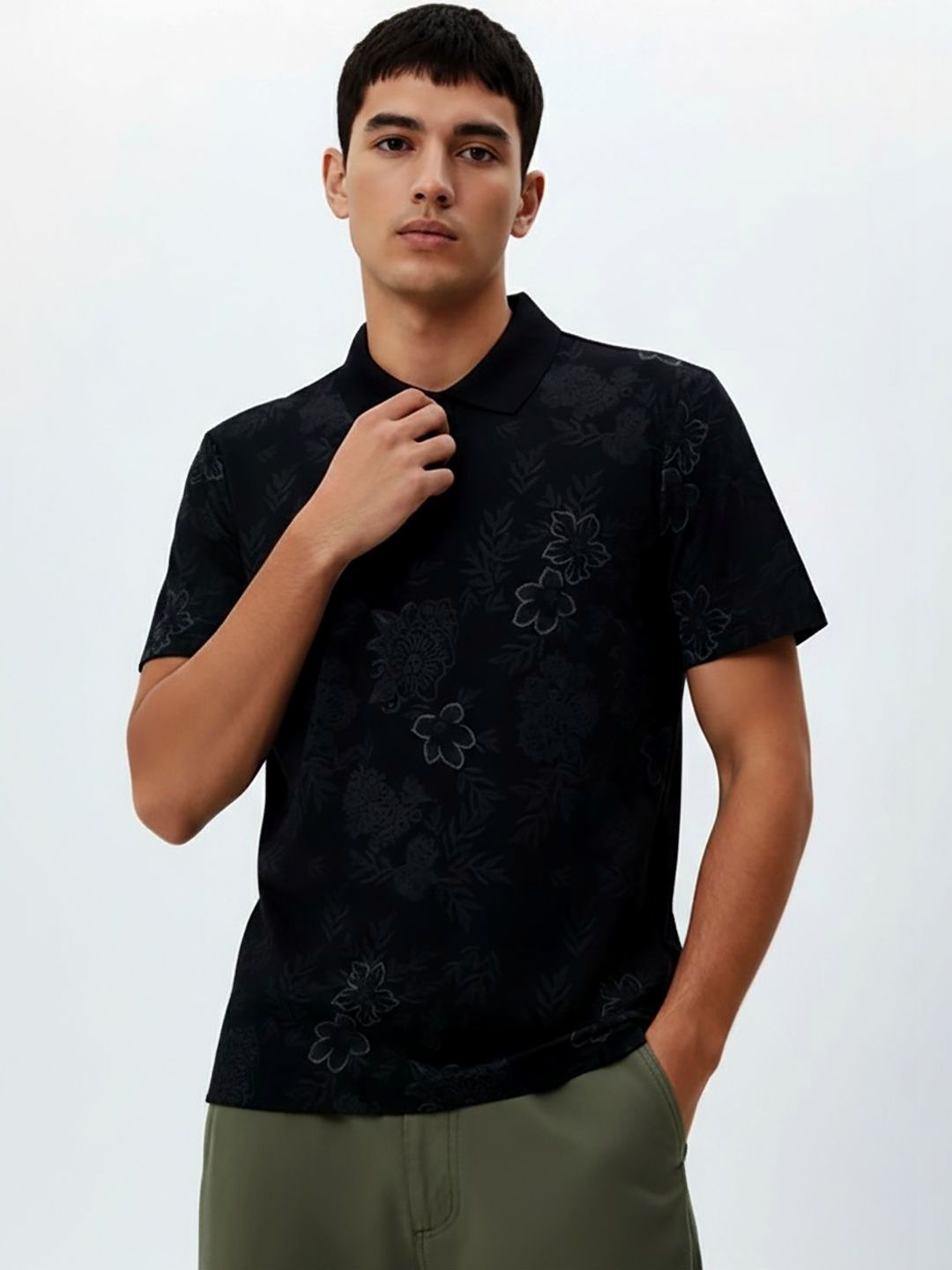 glitchez Men Printed Polo Collar T-shirt