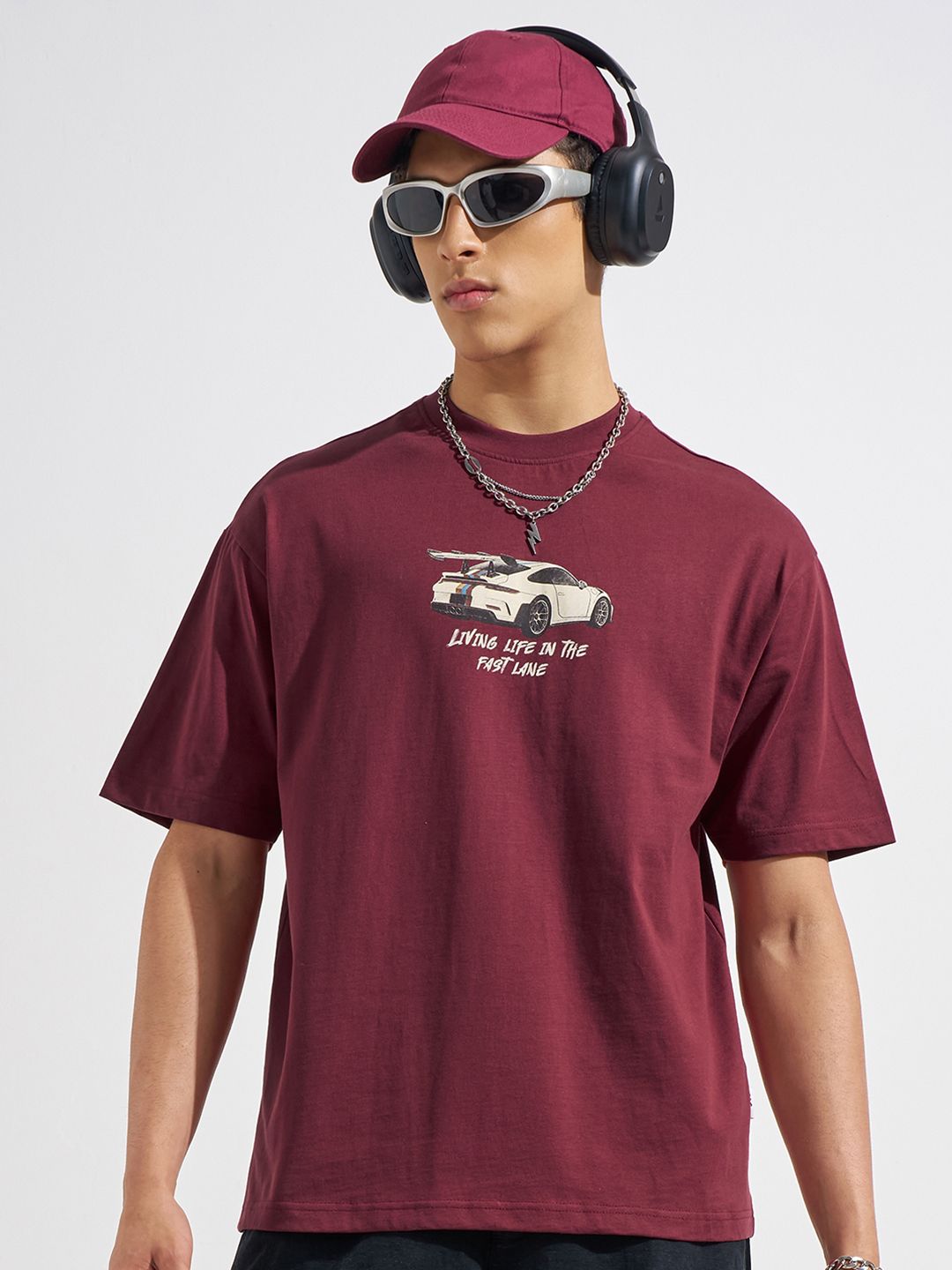 HIGHLANDER Men Printed Drop-Shoulder Sleeves T-shirt