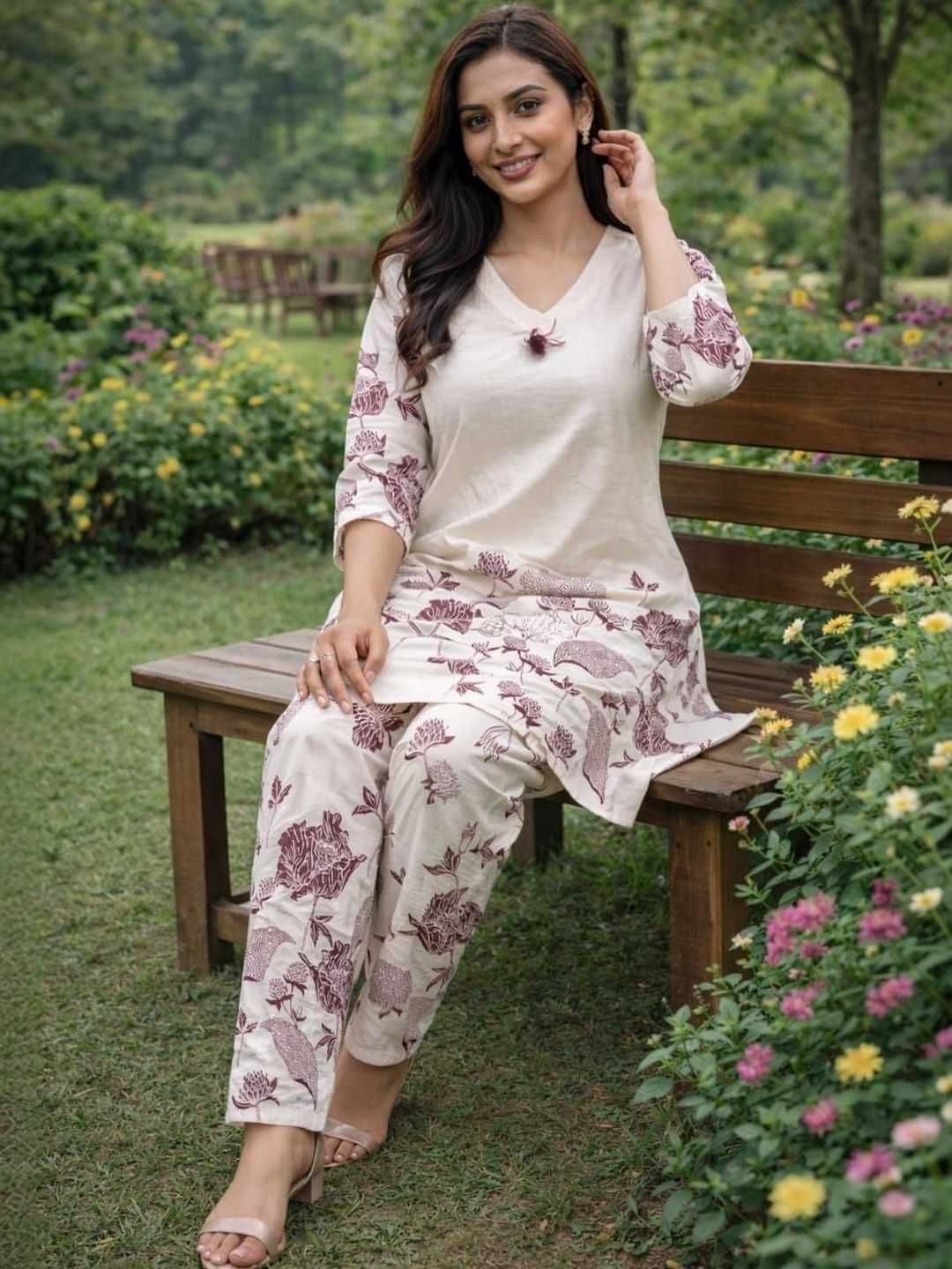 PARIKSHIT Checks Embellished Top with Trousers