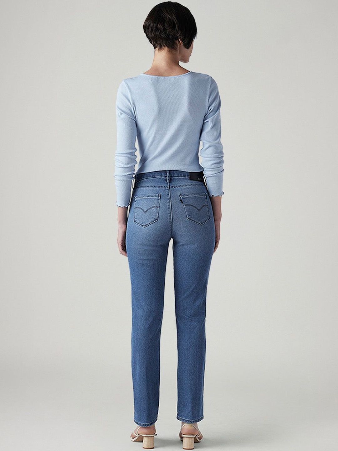 Classic Straight Fit High-Rise Light Fade Stretchable Jeans