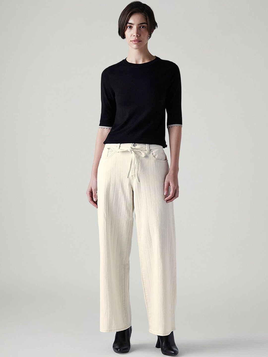 Classic Straight Fit Mid-Rise Pure Cotton Jeans