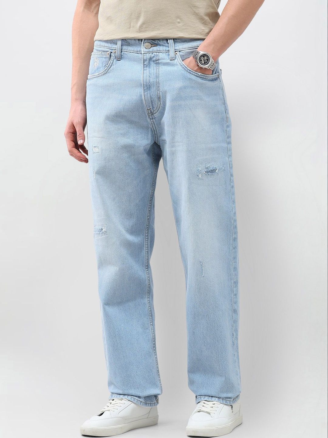 Buy Encrypt Men Classic Mid-Rise Light Fade Stretchable Jeans