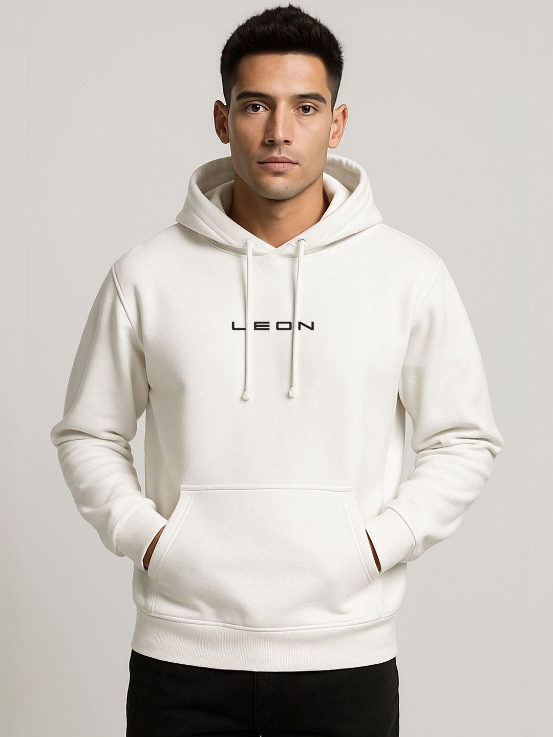 LEON Men Printed Hooded Sweatshirt