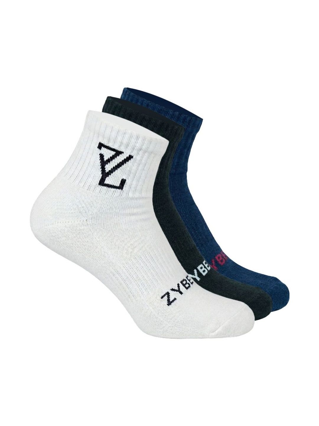 ZYBE Unisex Pack of 3 Cotton Assorted Ankle Length Socks