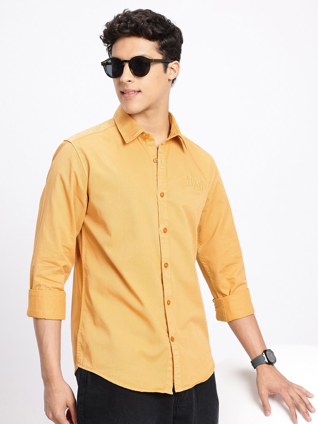 Aeropostale Pure Cotton Brand Logo Embroidered Casual Shirt