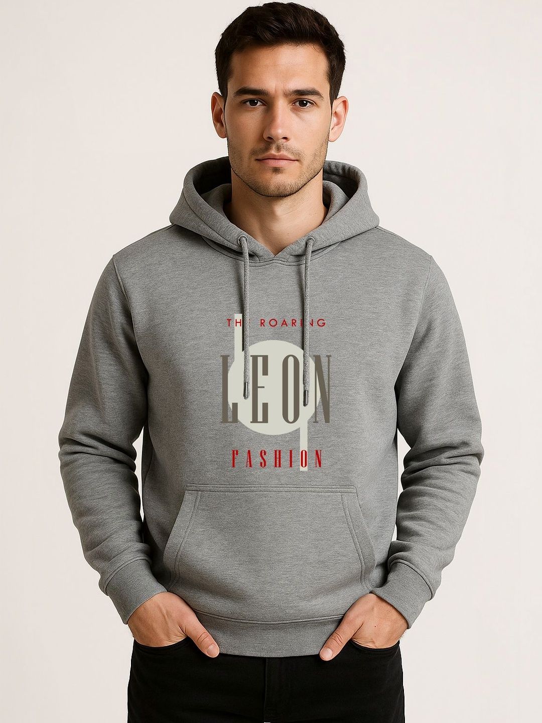 LEON Men Printed Hooded Sweatshirt