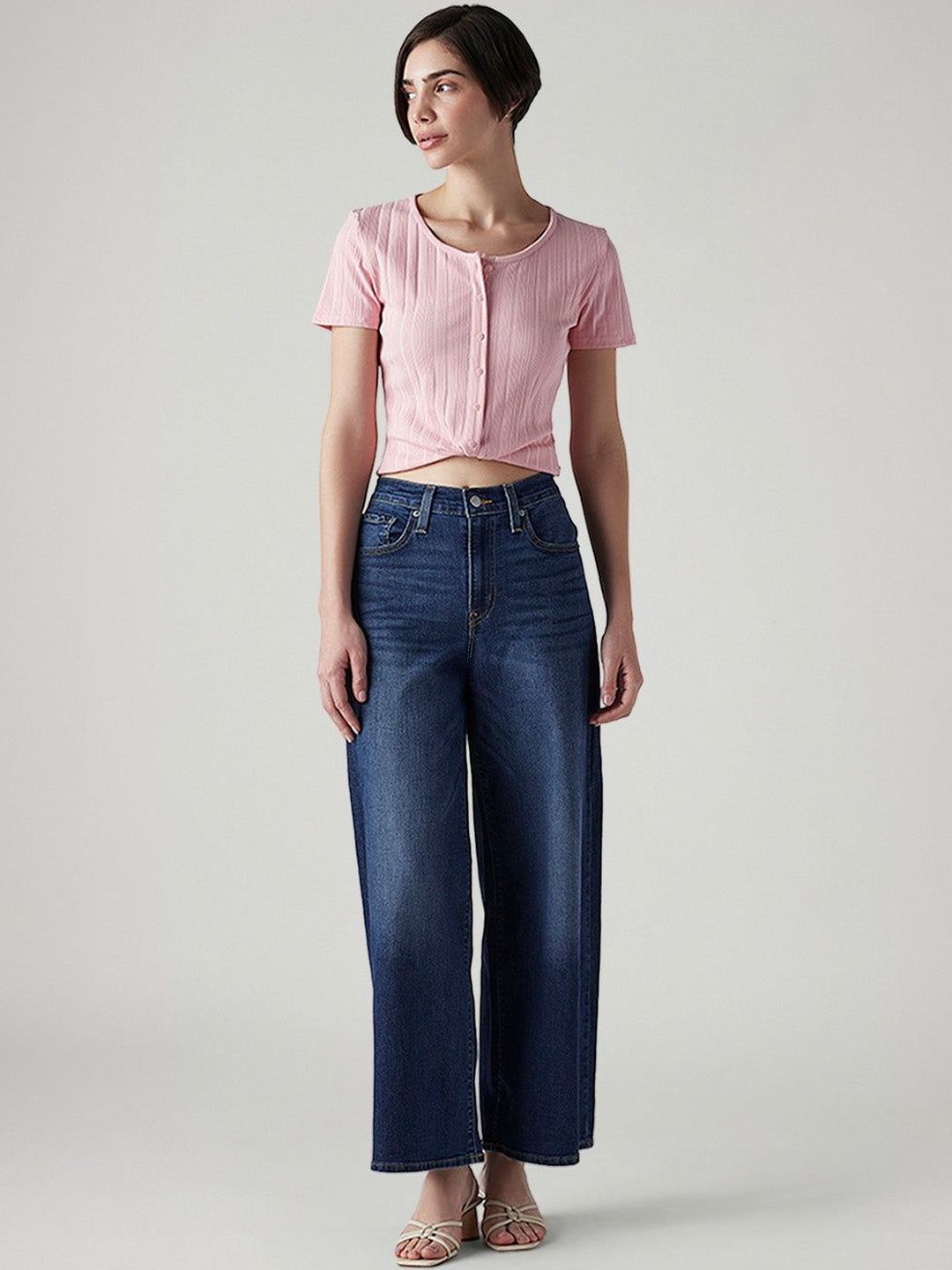 Classic Wide Leg High-Rise Light Fade Stretchable Jeans