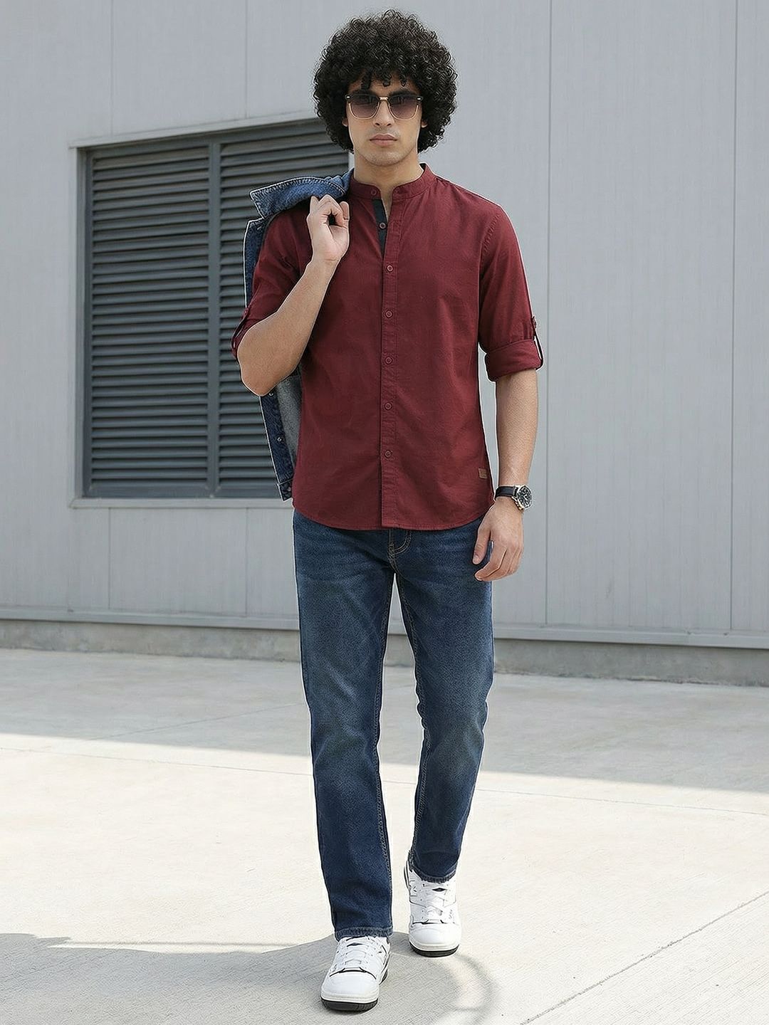 The Roadster Lifestyle Co. Men Maroon  Cotton Solid Casual Shirt