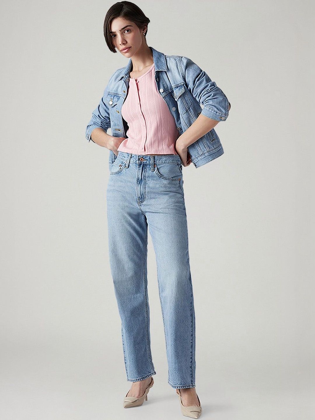 Classic Straight Fit High-Rise Light Fade Jeans