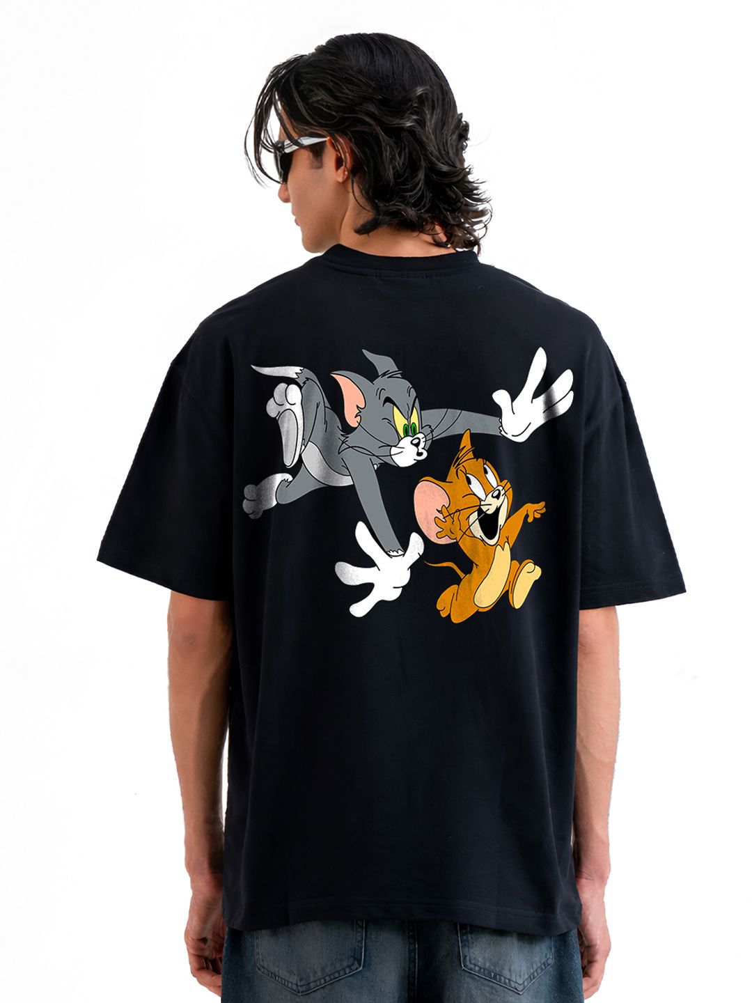 BDSQUARE Graphic Printed Round Neck Pure Cotton Oversized T-shirt