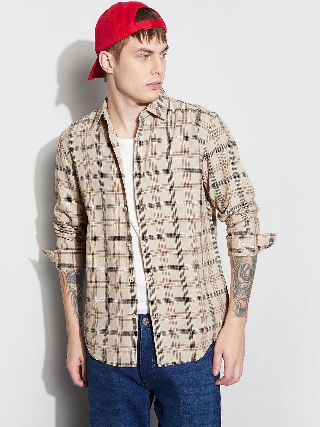 Fame Forever by Lifestyle Men Slim Fit Checked Casual Shirt