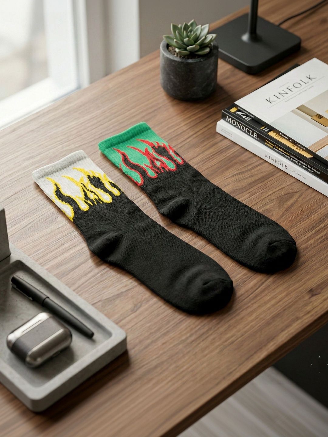 Moda Rapido Men Pack of 2 Cotton Blend Patterned Above Ankle Socks