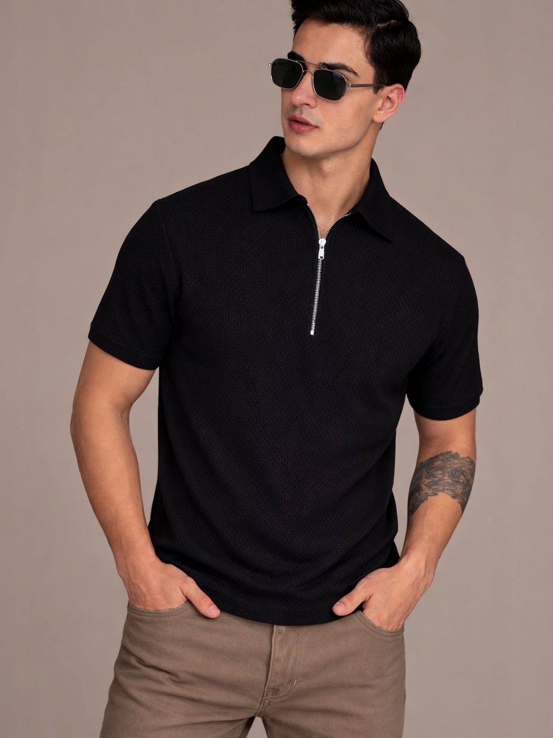 FEVERFEW Men Polo Collar T-shirt