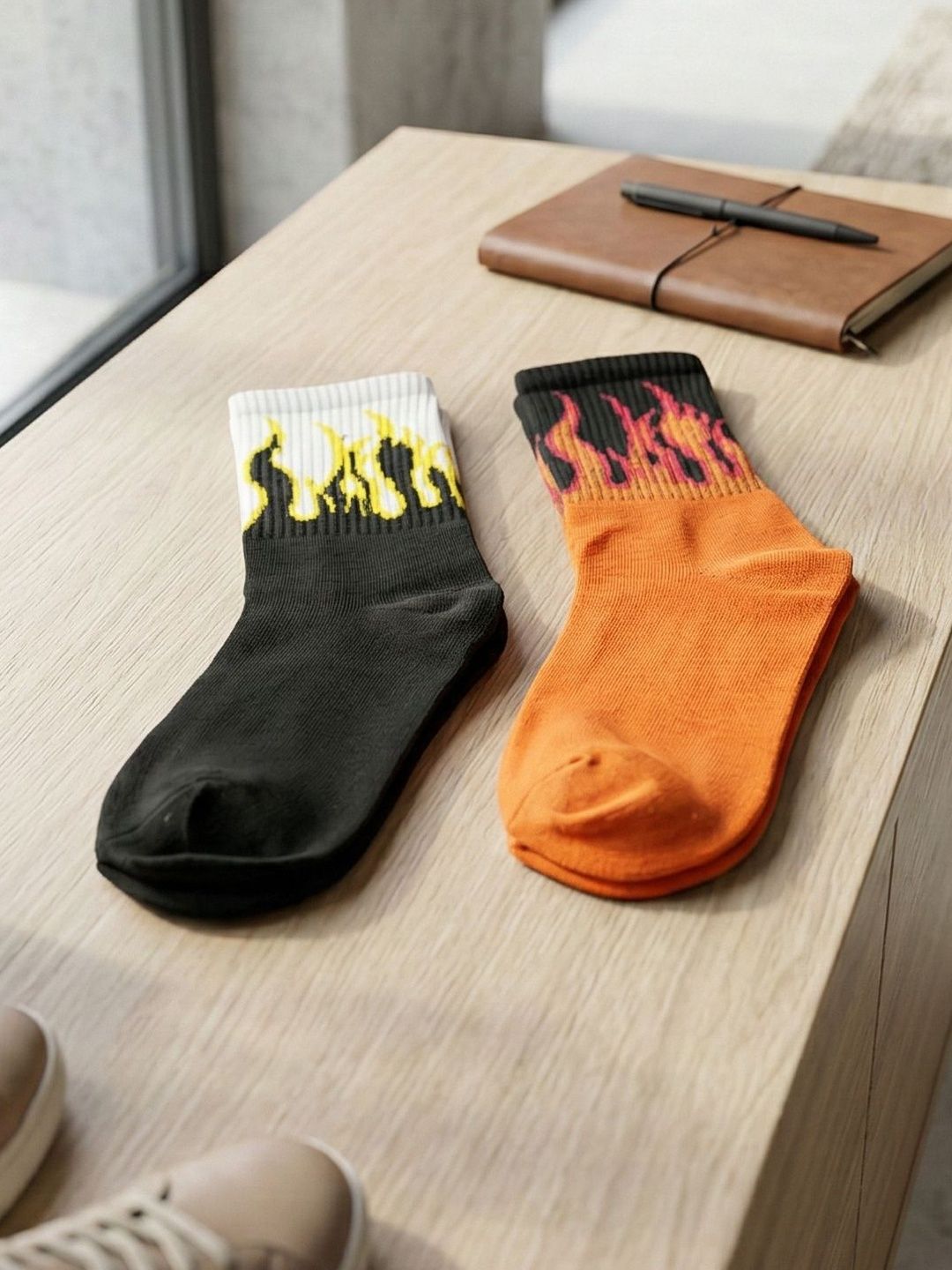Moda Rapido Men Pack of 2 Cotton Blend Patterned Above Ankle Socks