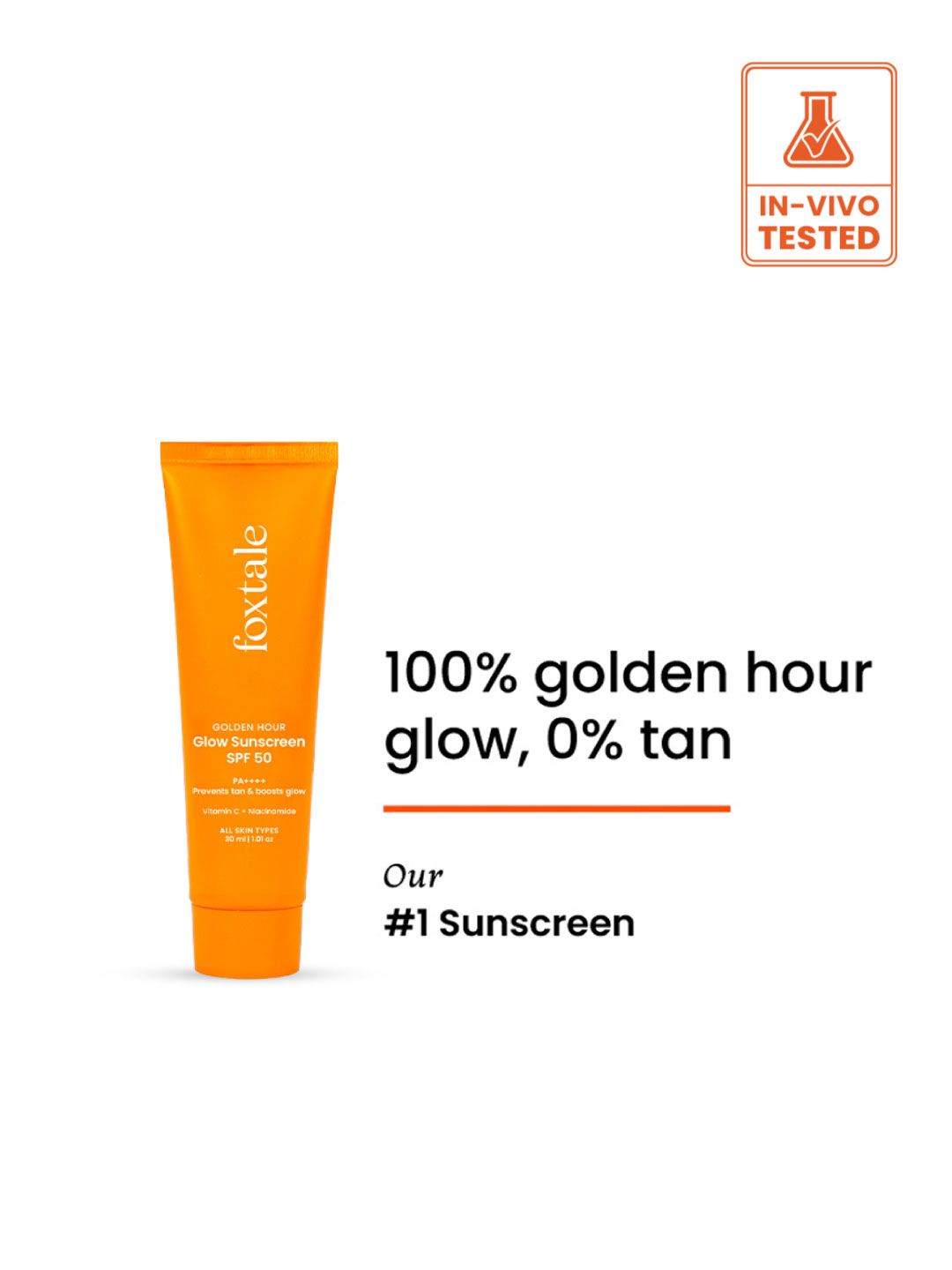 FoxTale FoxTale Glow Sunscreen with Vitamin C & Niacinamide SPF 50 PA++++ In-Vivo Tested - 30ml