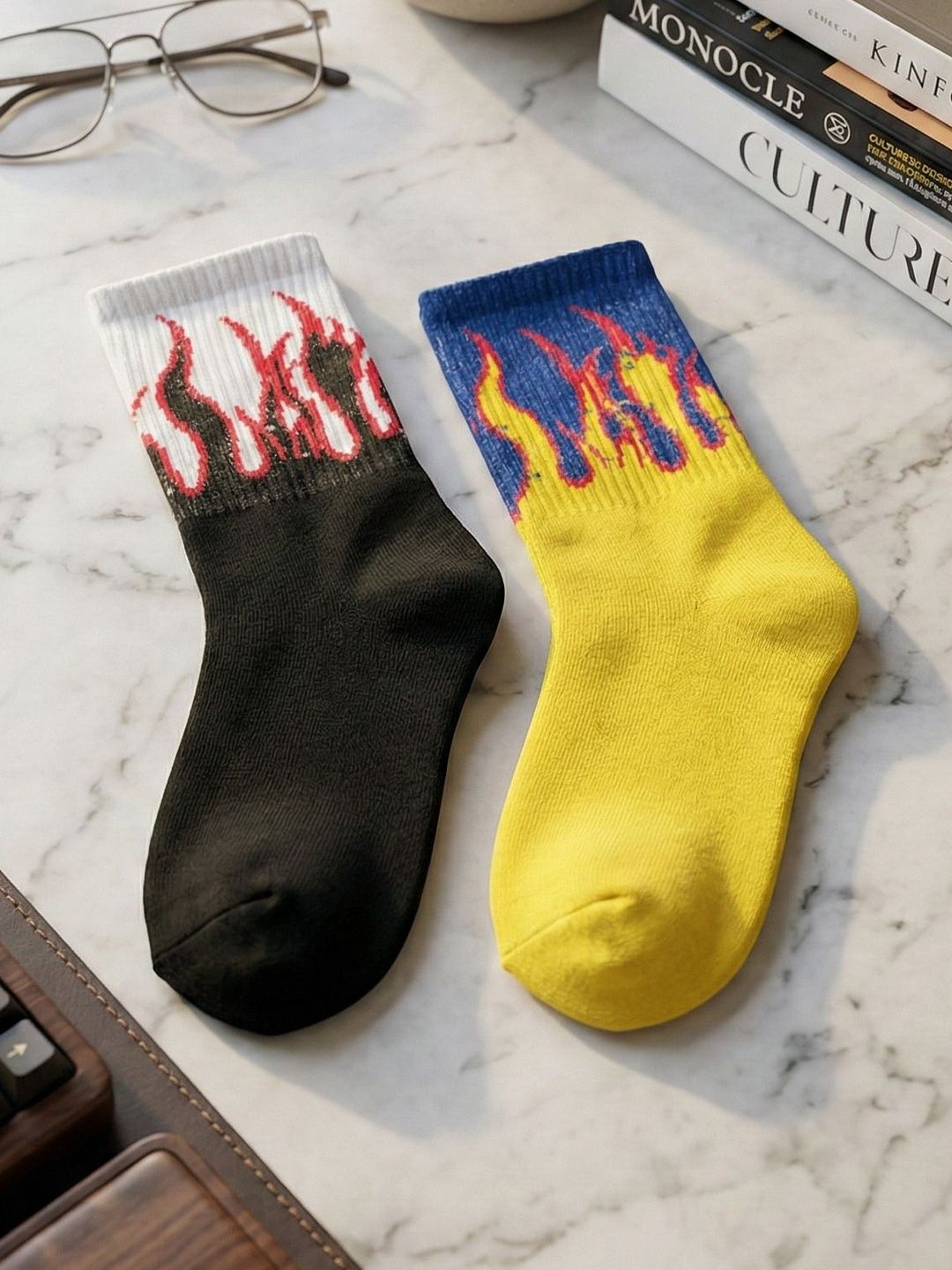Moda Rapido Men Pack of 2 Cotton Blend Patterned Above Ankle Socks