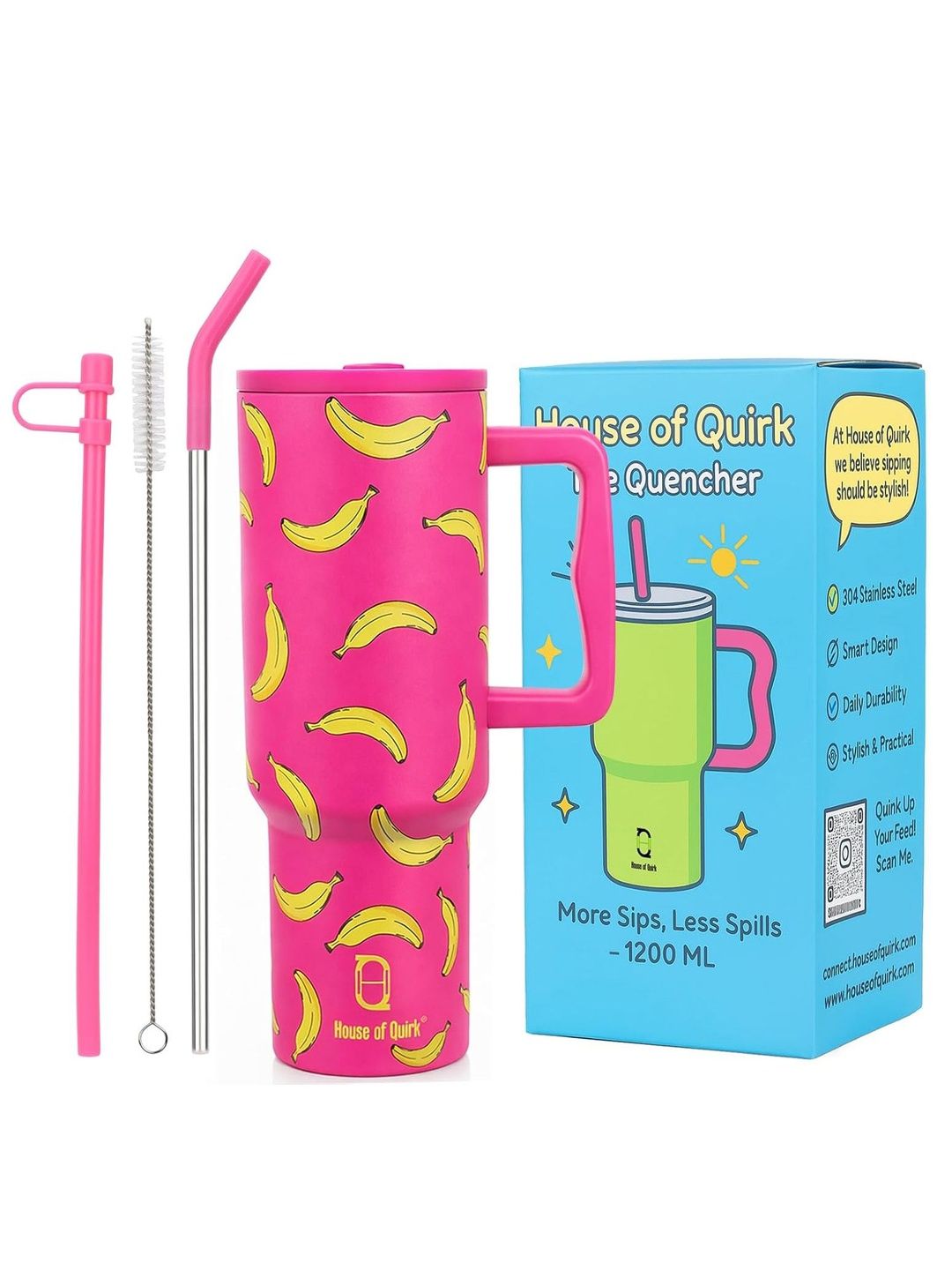 HOUSE OF QUIRK Pink Single Stainless Steel Double Wall Vacuum Water Bottle