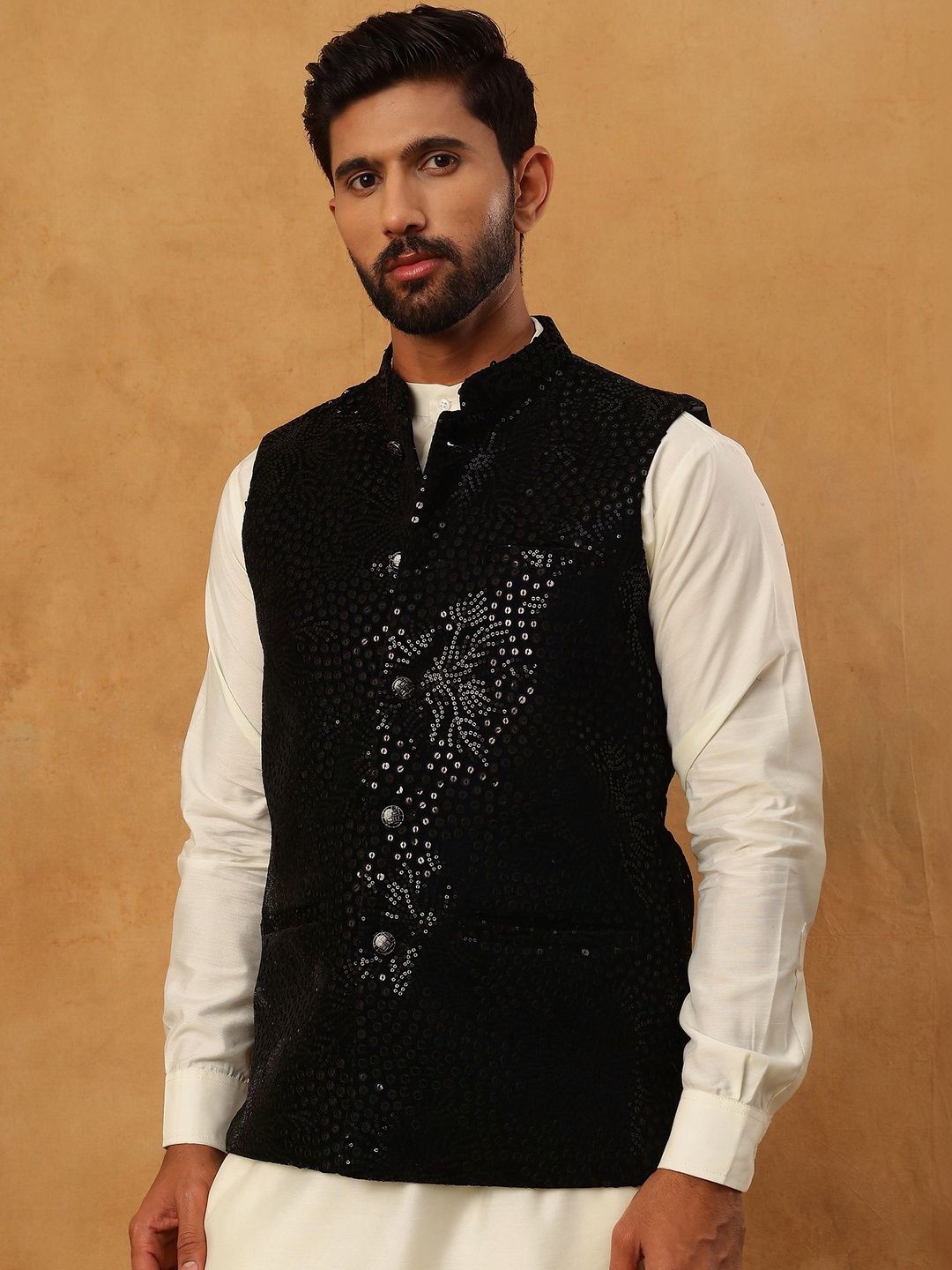 House of Pataudi Embroidered  Velvet Nehru Jackets