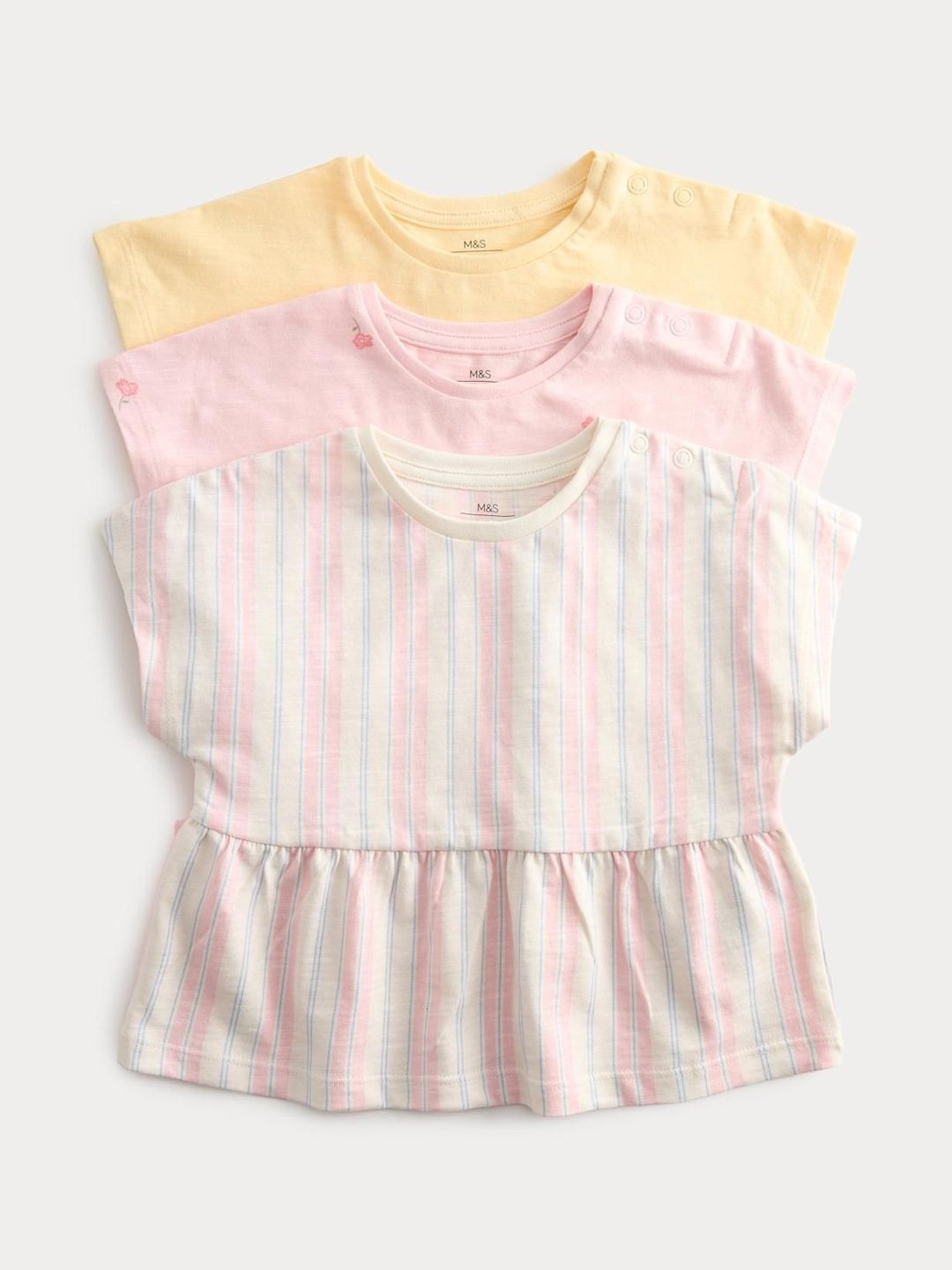 Marks & Spencer Marks & Spencer 3 Pack Pure Cotton Patterned Tops