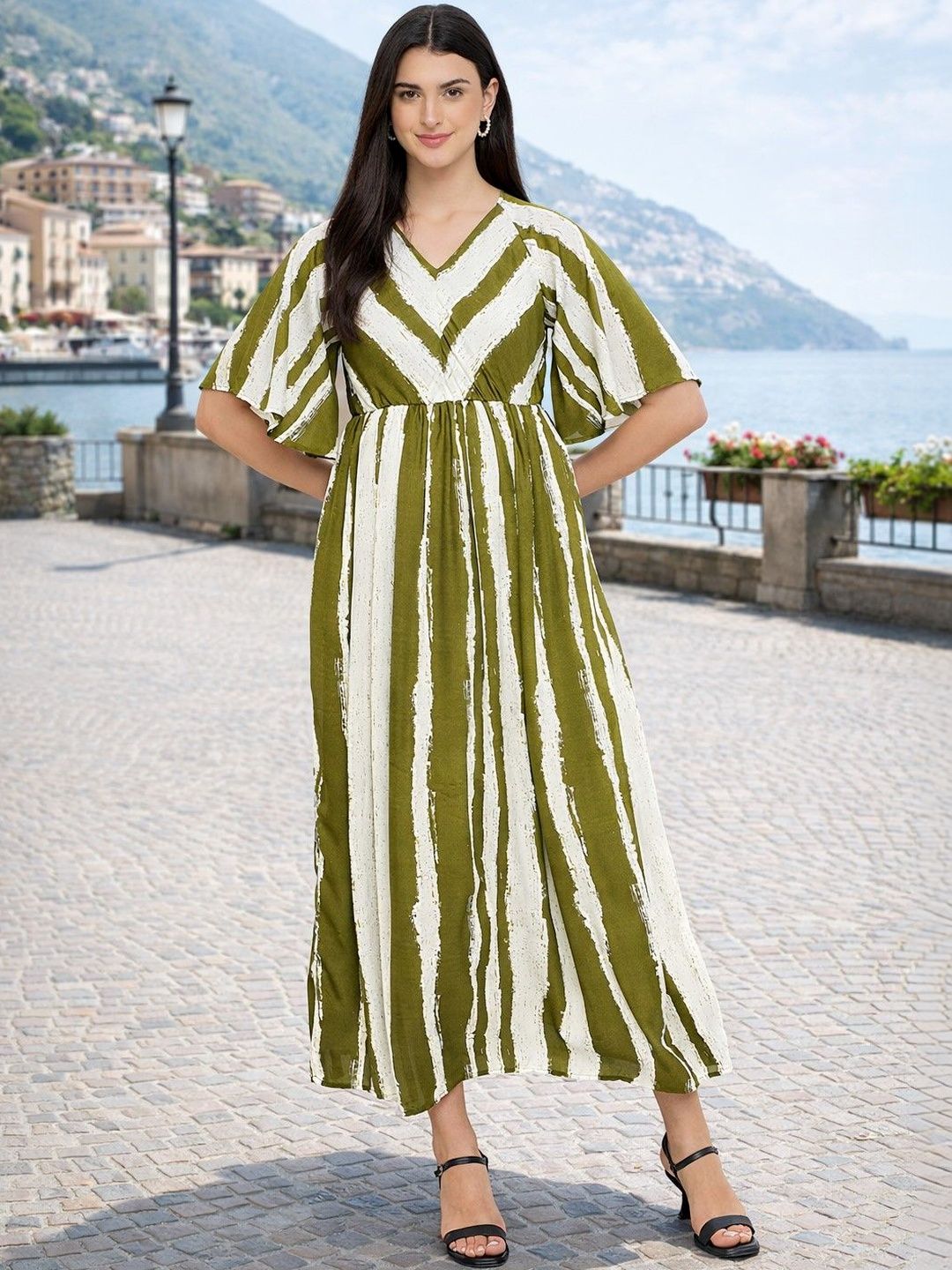 Buy DressBerry Floral Print Flared Sleeve Georgette A-Line Maxi Dress -  Dresses for Women 39289555 | Myntra