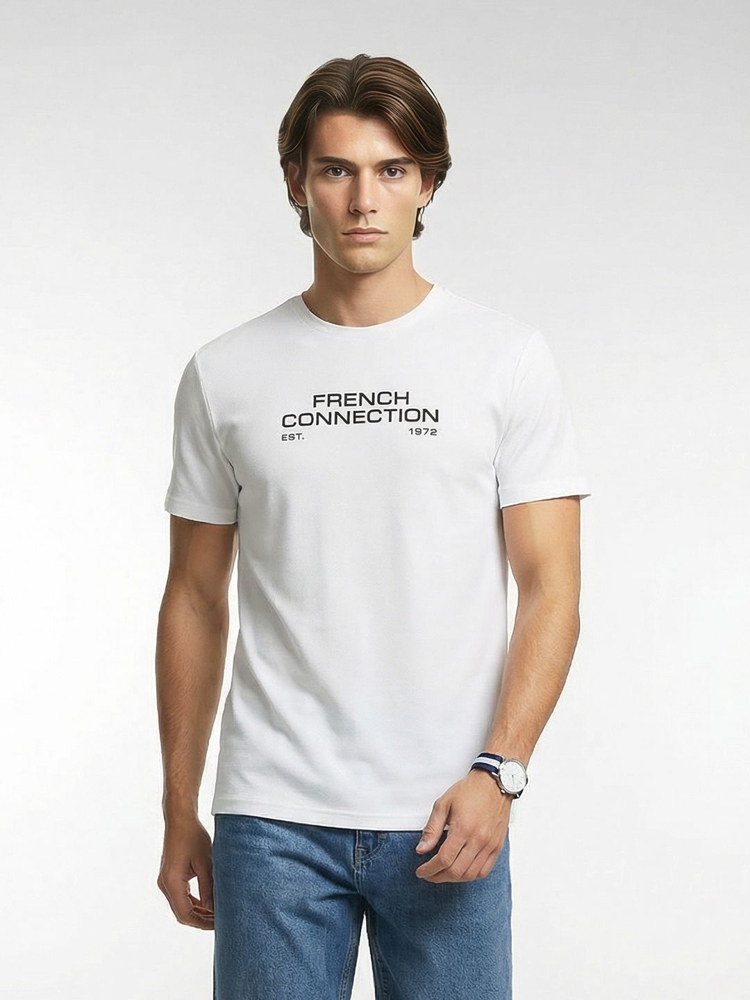 French Connection Typography Printed Pure Cotton T-shirt