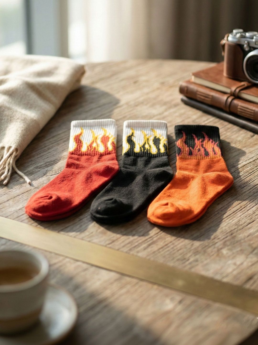Moda Rapido Men Pack of 3 Cotton Blend Patterned Above Ankle Socks