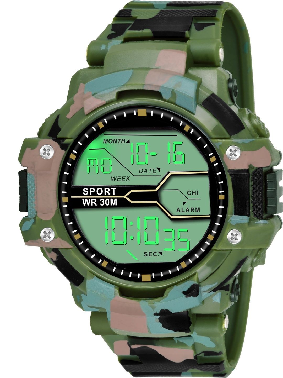 Brostin Brostin Boys Dial & Straps Chronograph Watches Green Military Digital Watch