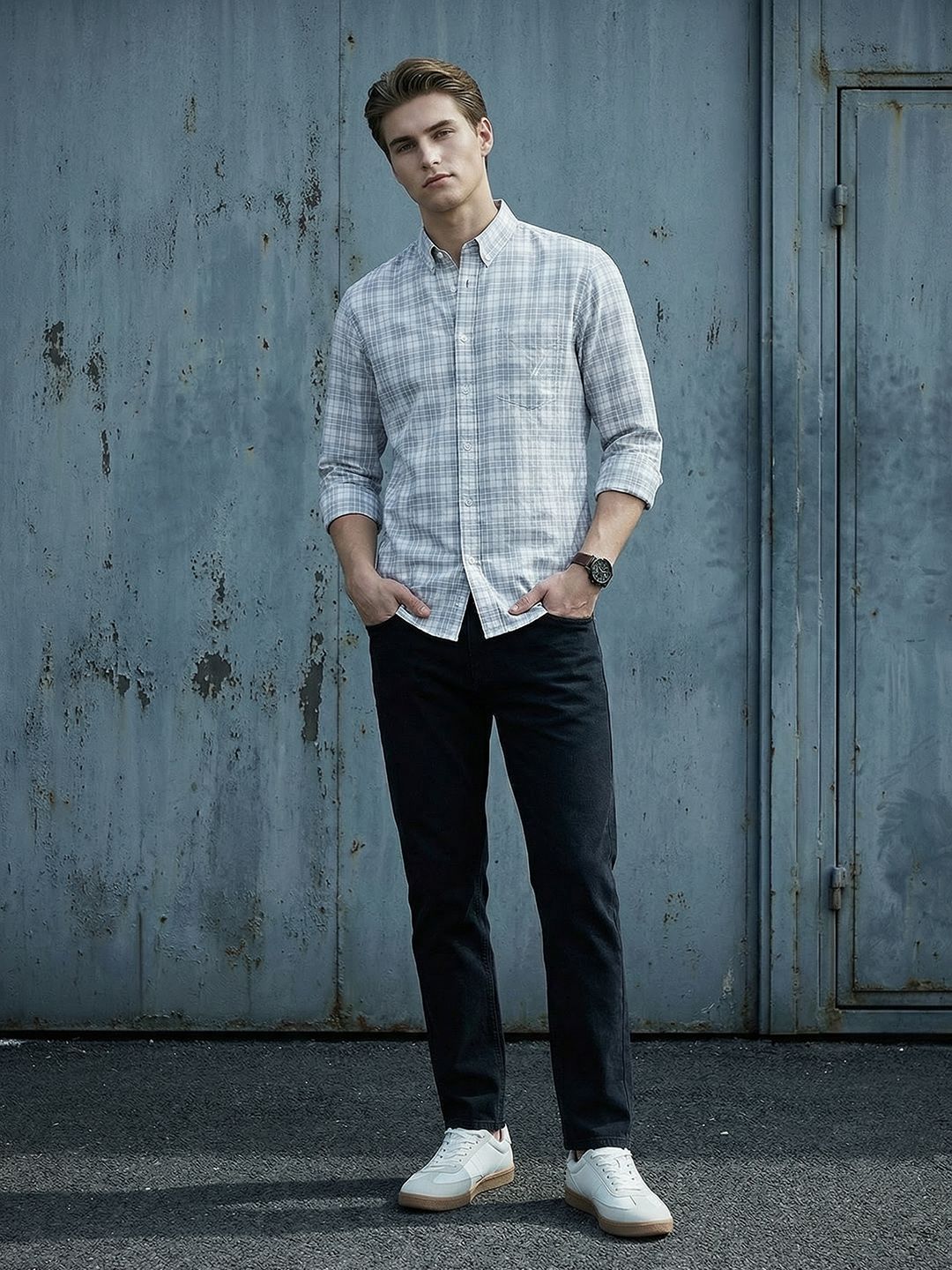 Nautica Tartan Checked Pure Cotton Slim Fit Casual Shirt