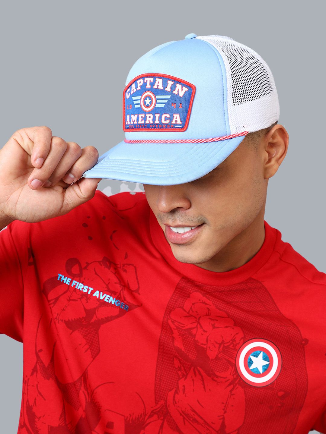 Free Authority Men Captain America Printed Cotton Snapback Cap