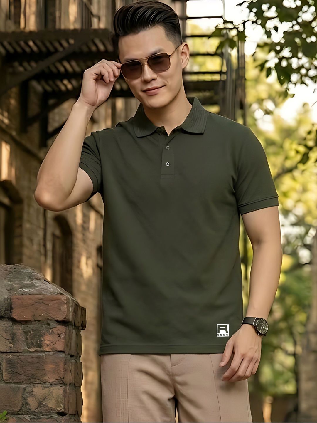 R.Code by The Roadster Life Co. Men Polo Collar T-shirt