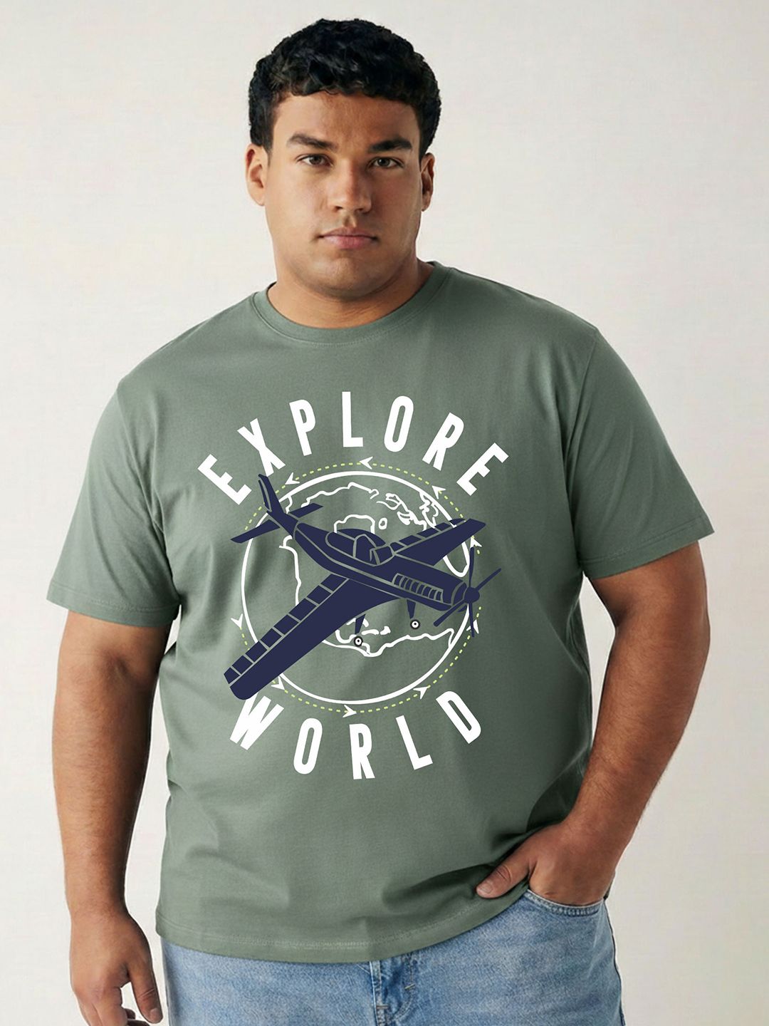 Toodle Plus Men Plus Size Cotton Printed T-shirt