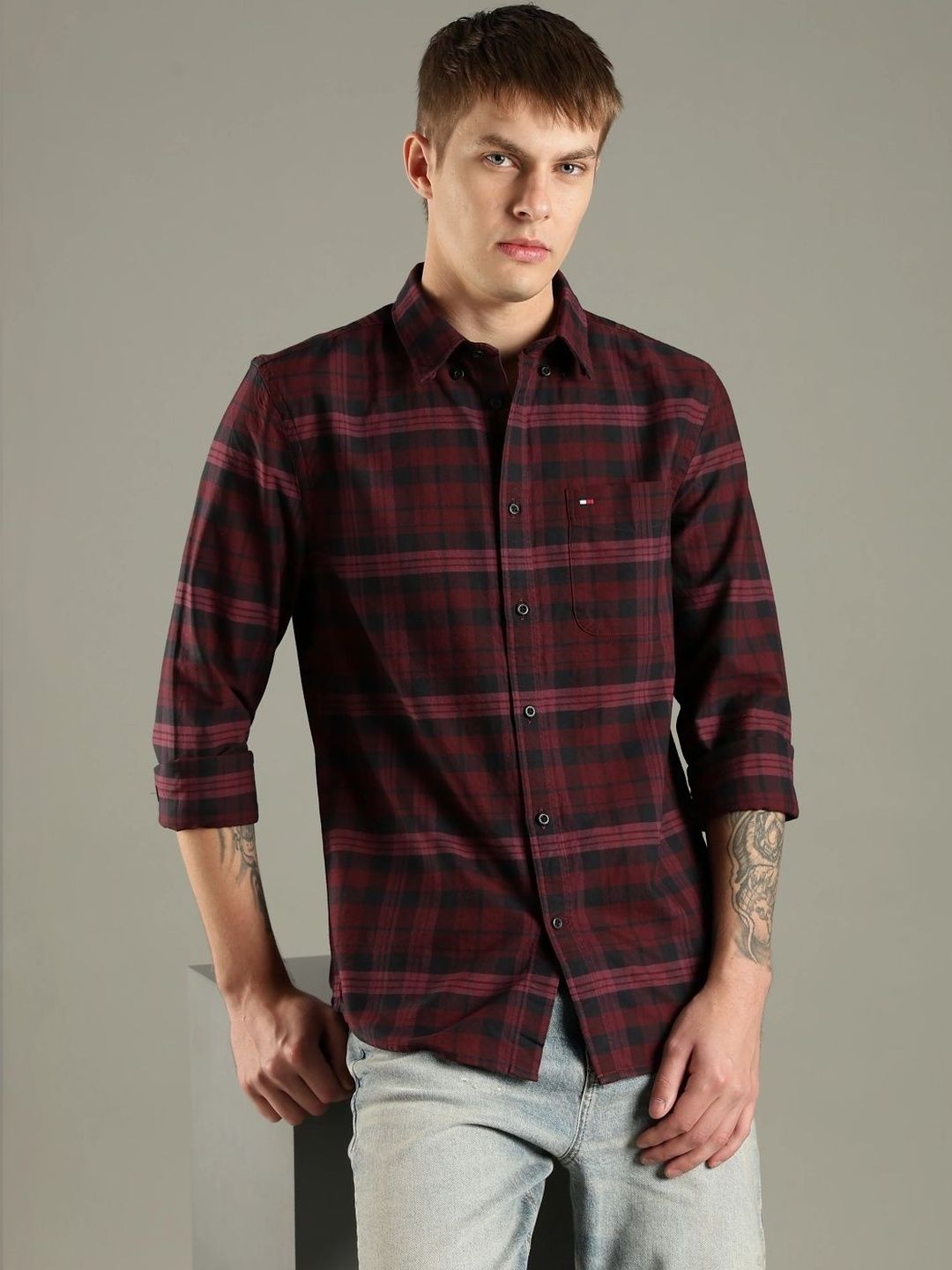 Tommy Hilfiger Tommy Hilfiger Men Slim Fit Checked Casual Shirt