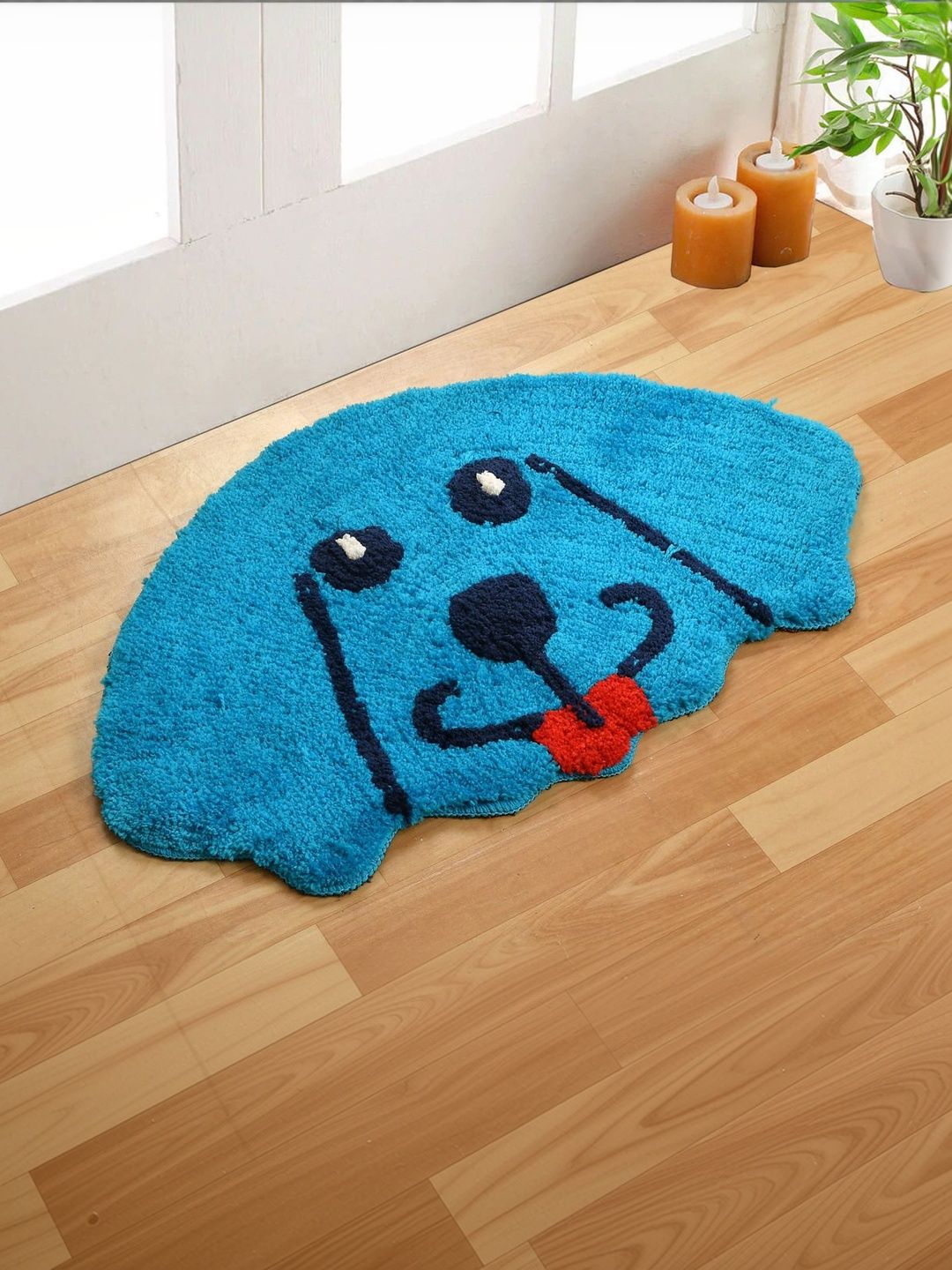 Aura Blue & Red Dog Shaped Anti Skid & No Shredding Doormats