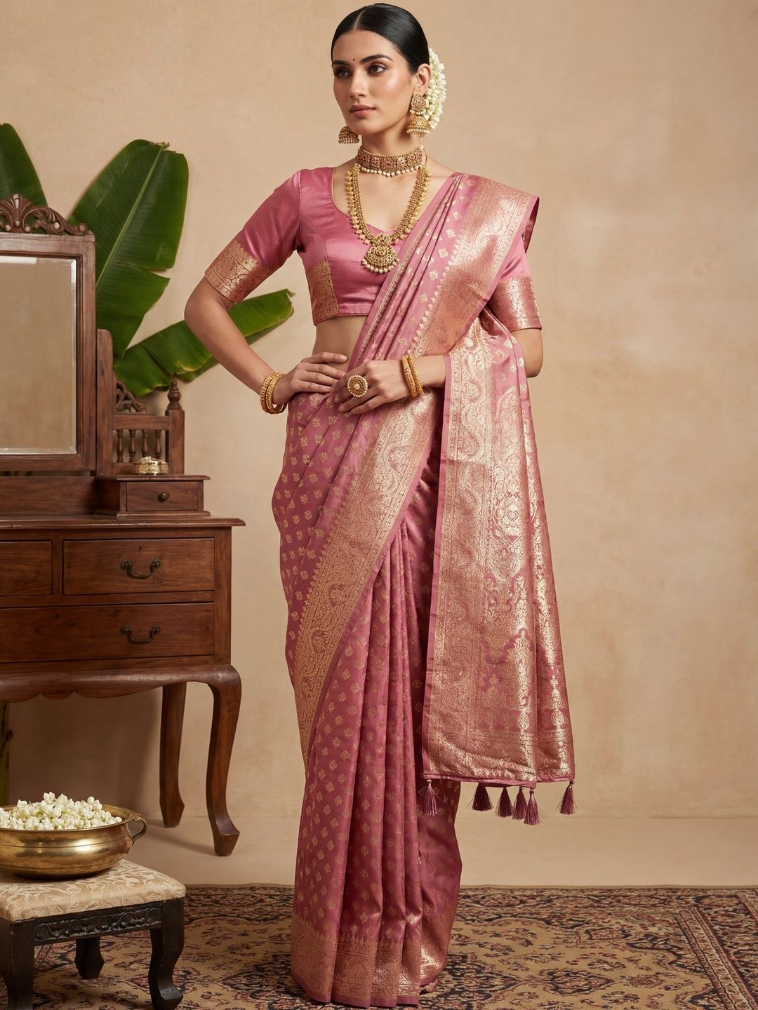 House of Pataudi Women Ethnic Motifs Woven Design Banarasi Sarees