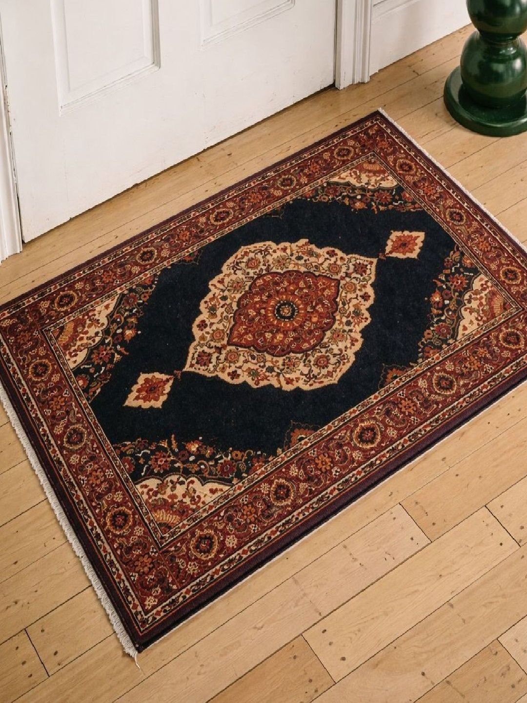 Myntra Elegant Homes Black & Brown Printed Cotton Anti-Skid Durable Doormats