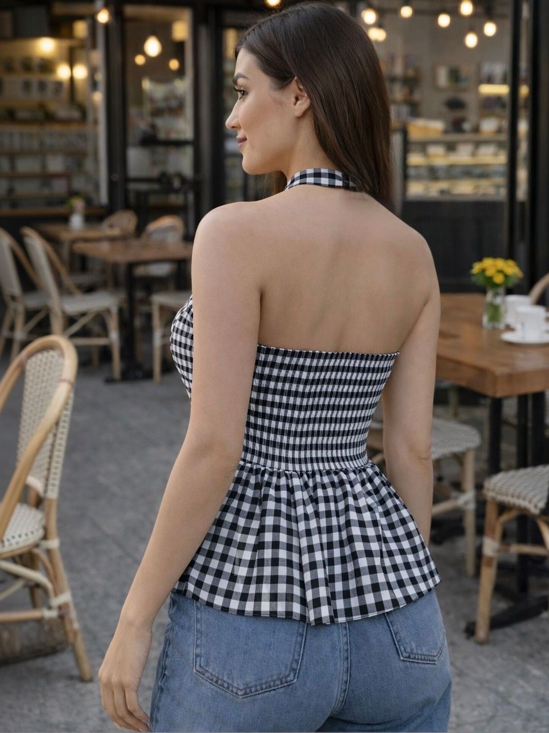 Buy Femibazaar Women Gingham Peplum Knot Peplum Tops - Tops for