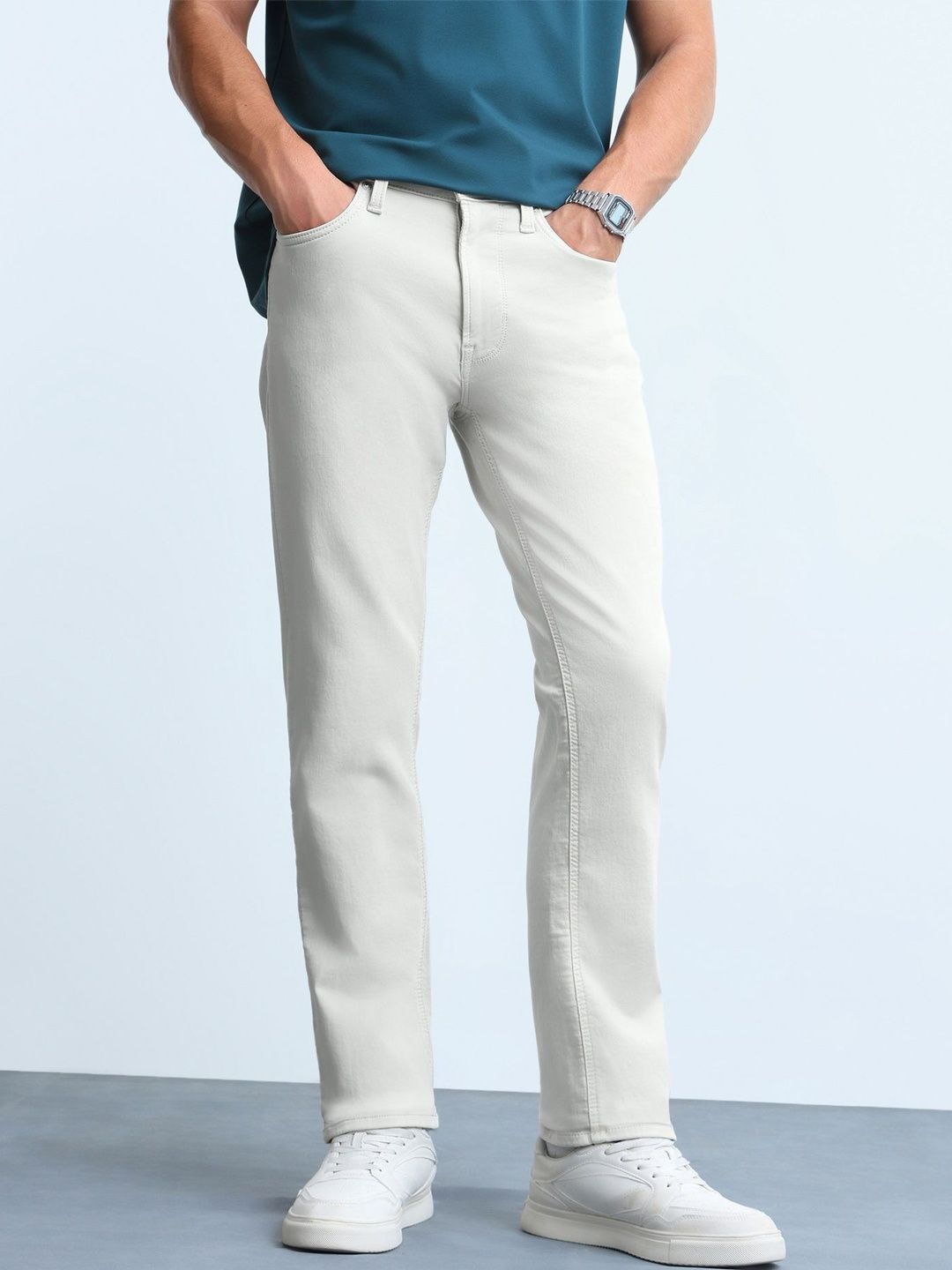 Flying Machine Men Straight Fit Mid-Rise Stretchable Jeans