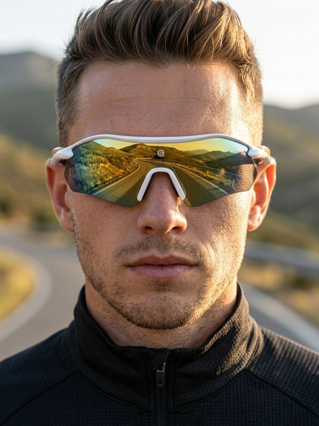 HASHTAG EYEWEAR Unisex Green Lens & White Sports Sunglasses with