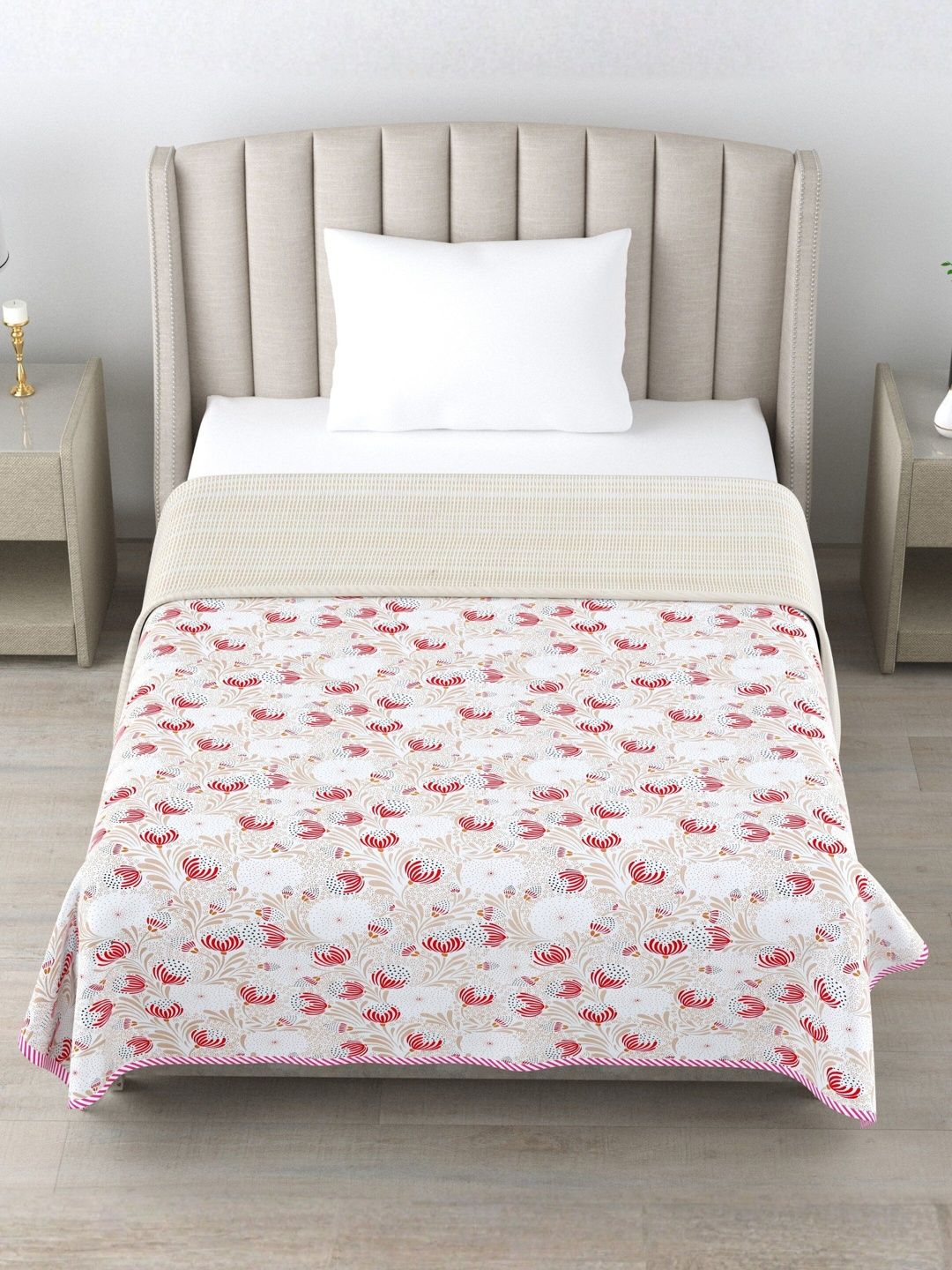 LIVING ROOTS LIVING ROOTS Pink & White Floral AC Room Dohar