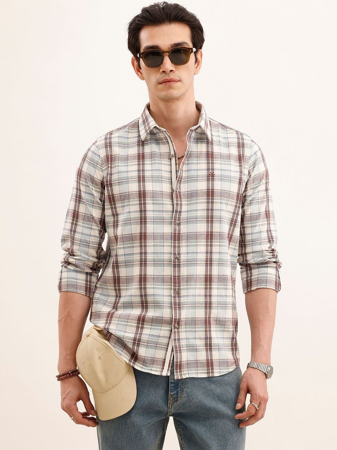 WROGN Men Slim Fit Checked Casual Shirt