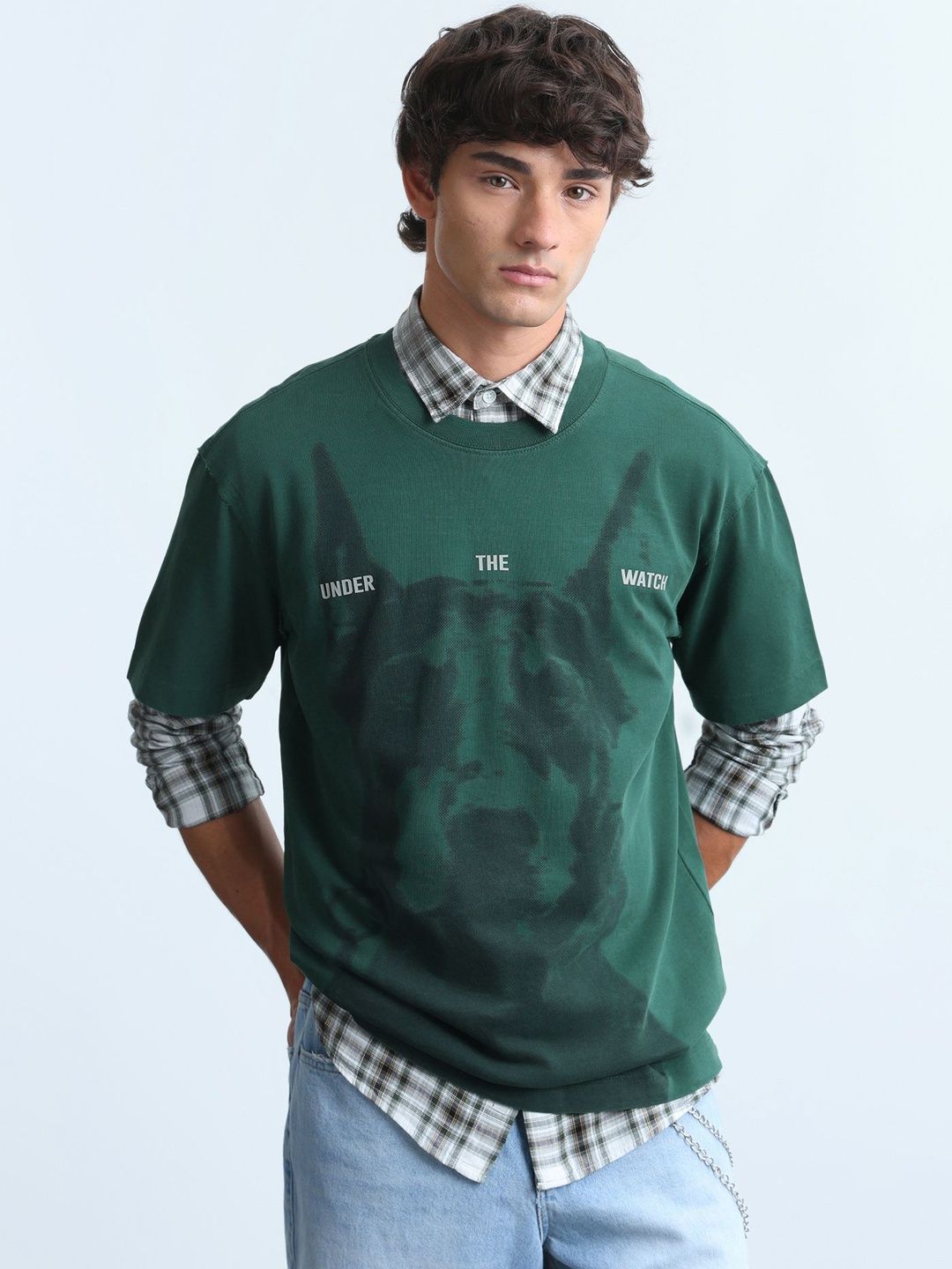 Flying Machine Men Printed Drop-Shoulder Sleeves T-shirt