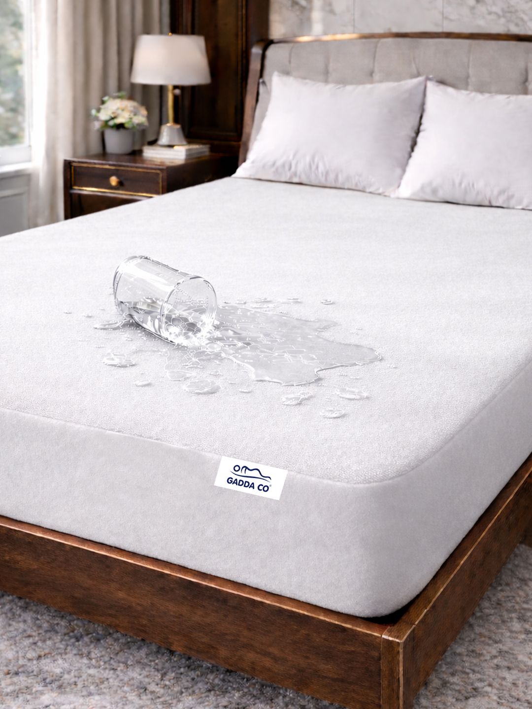 GADDA CO GADDA CO White Queen Bed Size Waterproof Elastic Fitted Mattress Protector- 75 X 60