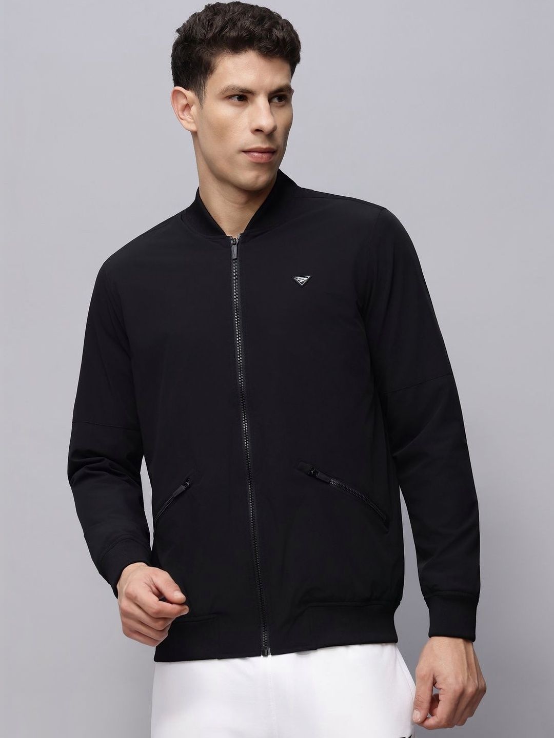 Reebok Cotton Mock Collar Open Front Jacket