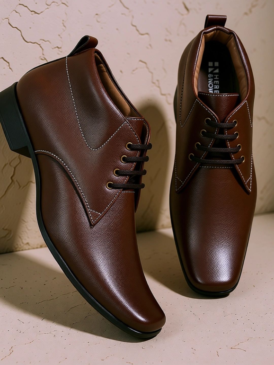 HERE&NOW Men Textured Formal Derbys