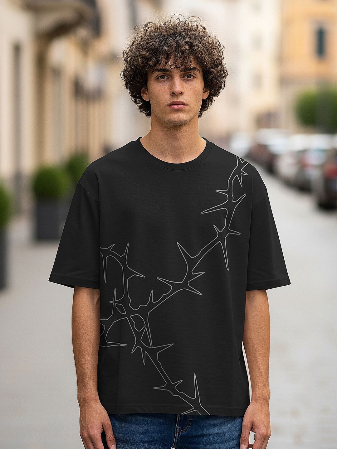 BULLMER Men Printed Drop-Shoulder Sleeves T-shirt