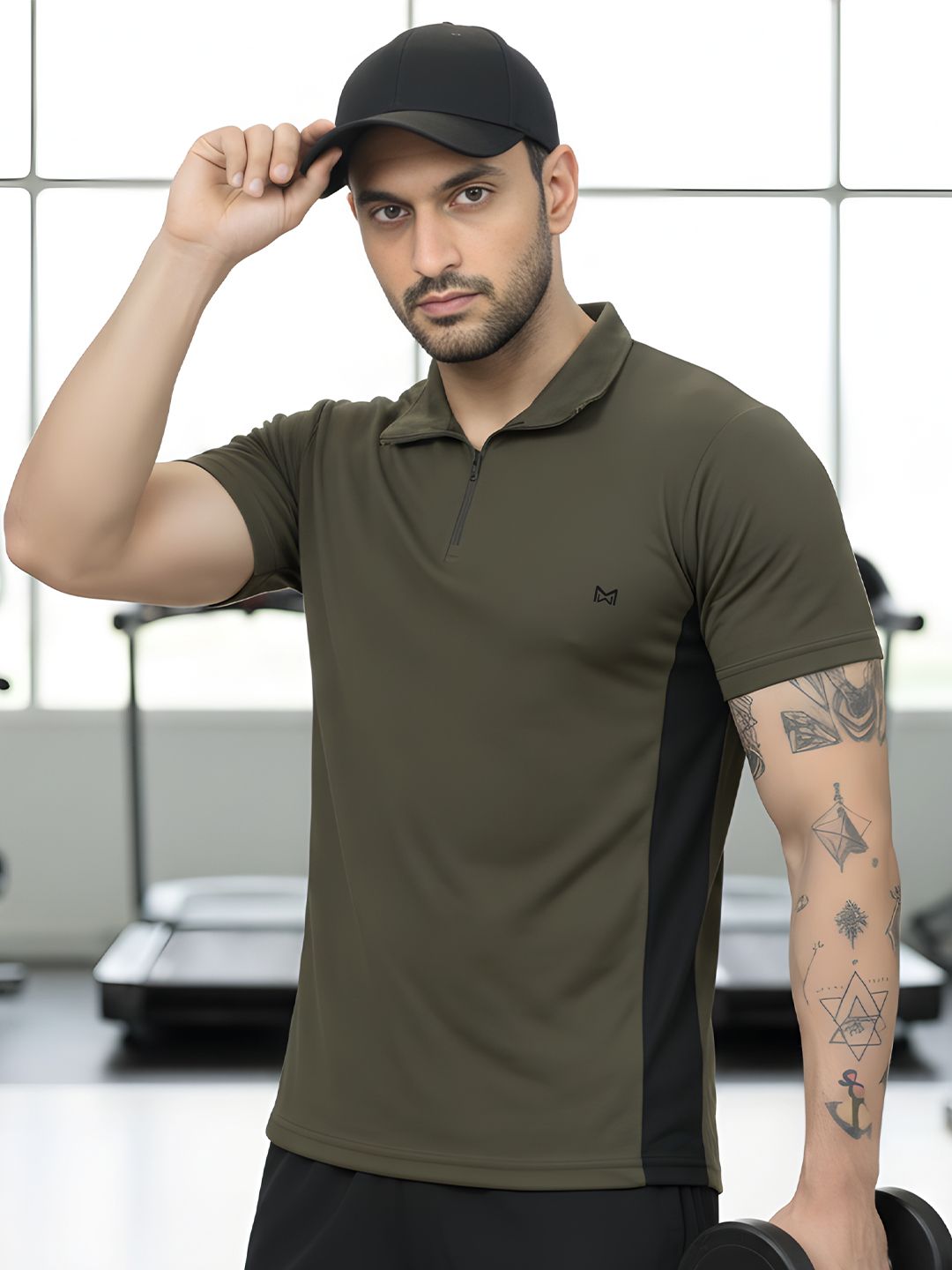 White Moon Training Or Gym Polo Collar Moisture Wicking Regular Fit T-shirt