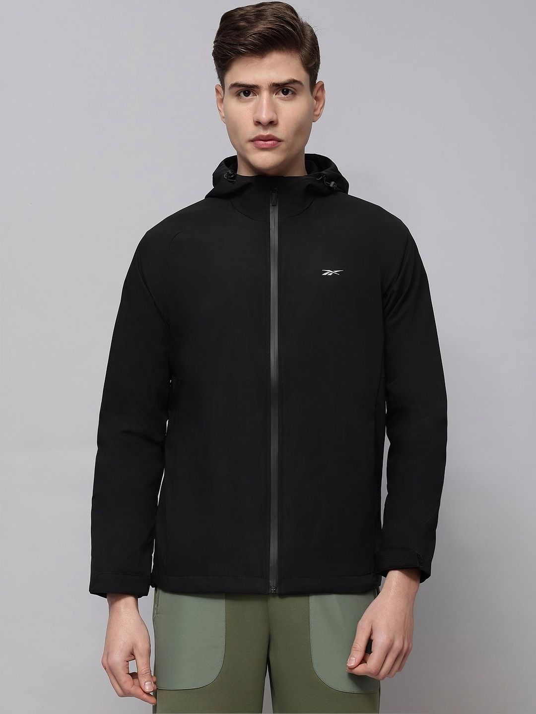 Reebok Cotton Hooded Open Front Jacket